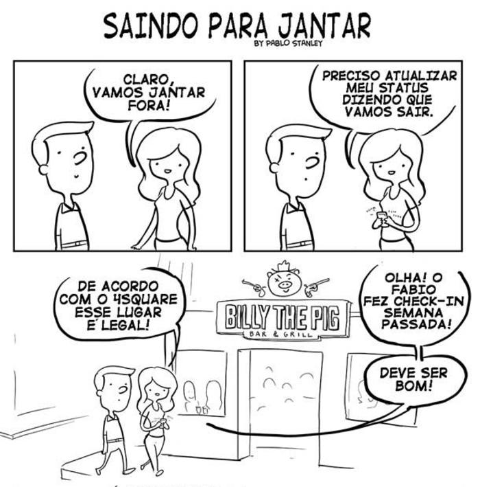 Jantando com a namorada nos dias atuais