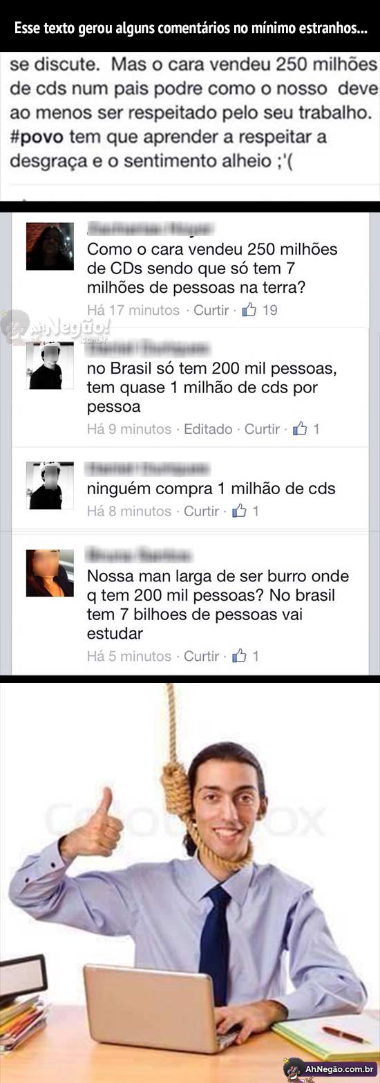 Pessoas mostrando todo o seu conhecimento no Facebook