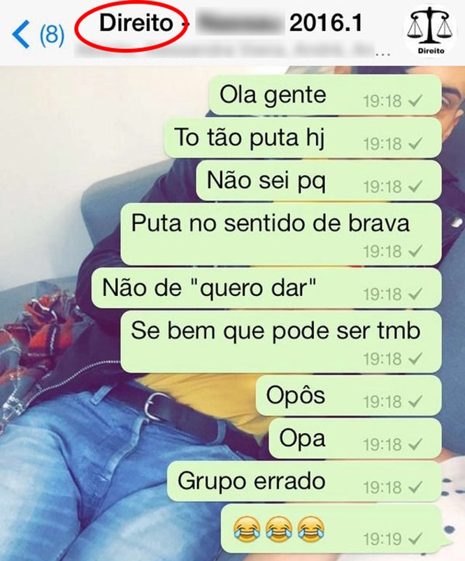 pessoas que enviaram mensagens para o grupo errado do Whatsapp 5