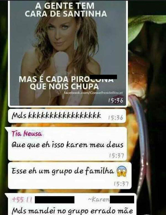 pessoas que enviaram mensagens para o grupo errado do Whatsapp 7