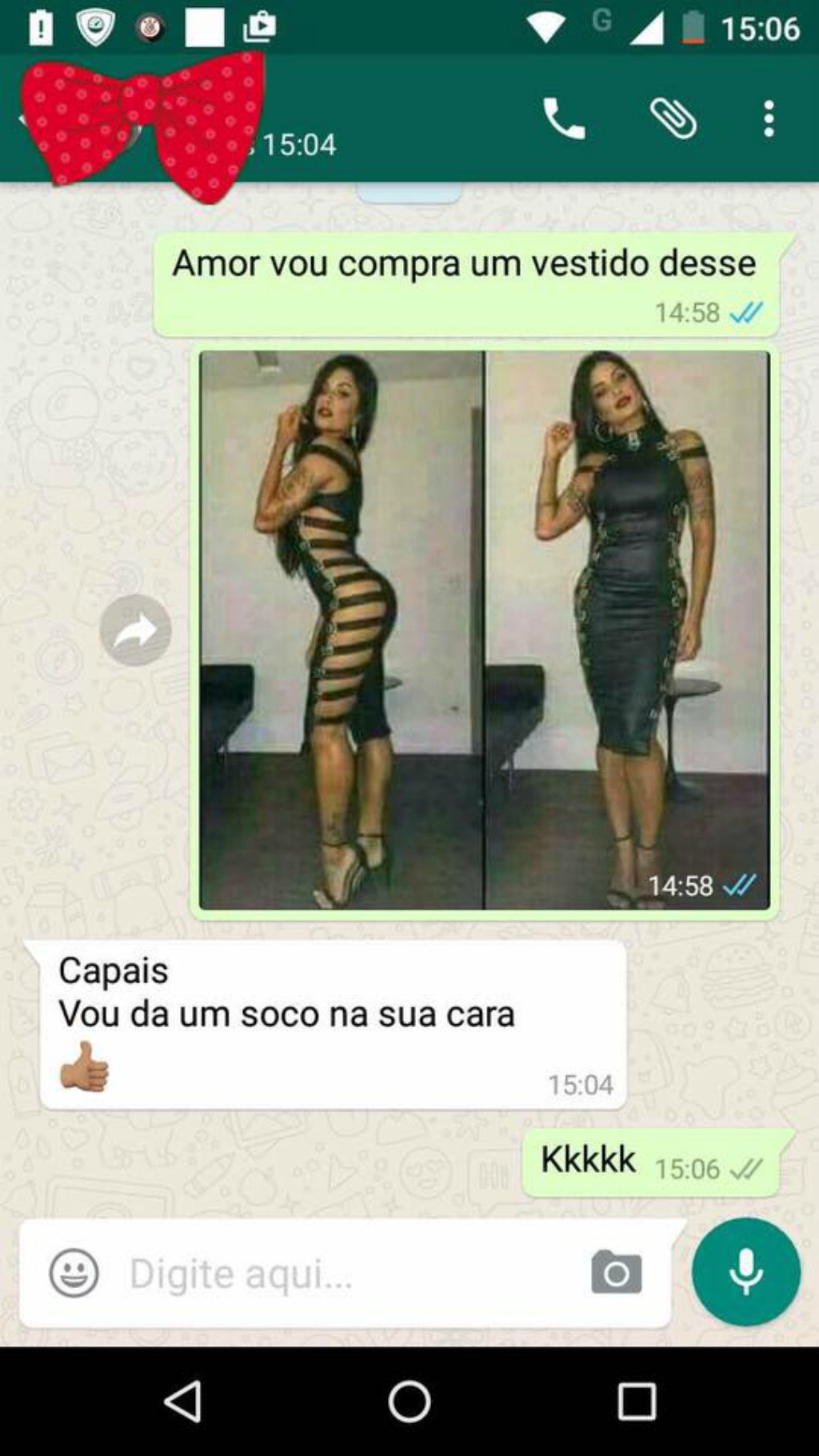 print polêmico sobre o teste do vestido de Aline Riscado