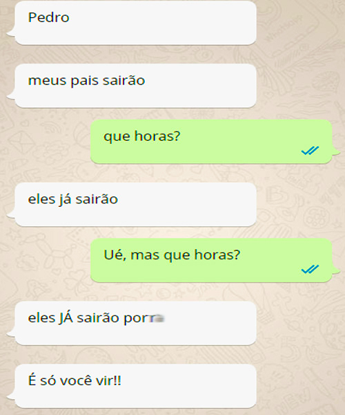 prints whatsapp - garota chamando namorado pra casa dela