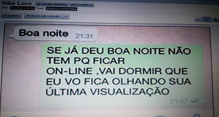 print de whatsapp mostrando namorada ciumenta