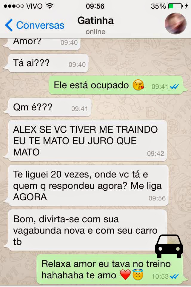 print de whatsapp mostrando namorada ciumenta