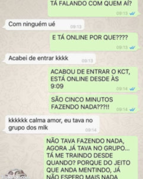 print de whatsapp mostrando namorada ciumenta