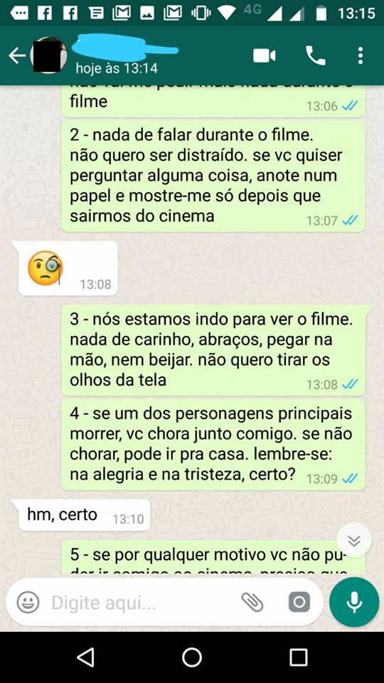 print de whatsapp com regras de convivência