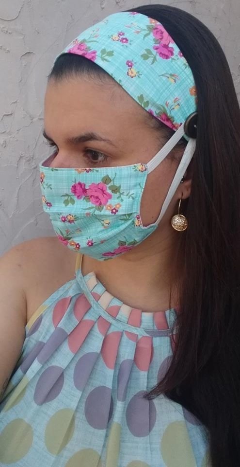 mascara de proteção facial contra o coronavírus modelo tiara com máscara